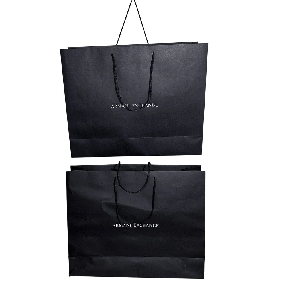 Armani Exchange Shopping Bags Unisex Large Black Matte Rope Handle Good